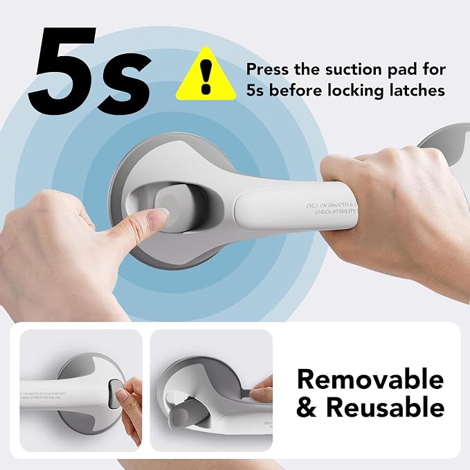 2 Pack 12 Inch Grab Bars for Bathtubs and Showers for Seniors, Heavy Duty - Image 6