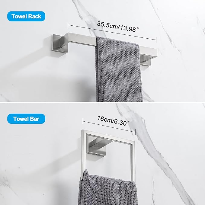 4-Piece Bathroom Hardware Set, Towel Rack Towel Holder Toilet Paper Holder - Image 4