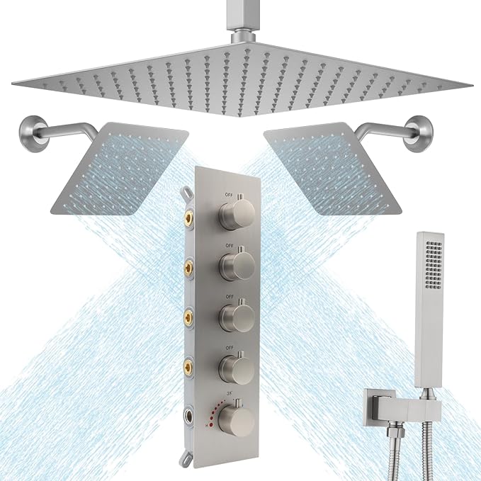 Thermostatic Shower System Three Shower Heads by NPYSVSSS