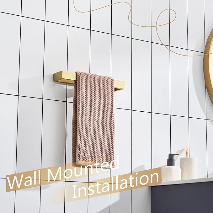 KOKOSIRI Towel Bar Brushed Gold Hand Towel Holder 12 Inch Kitchen Towel Hanger - Image 7