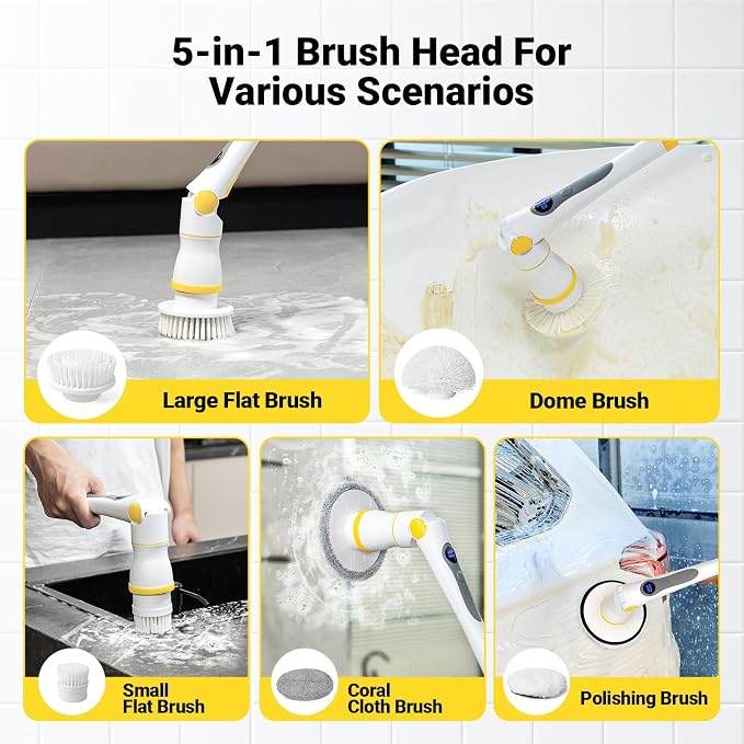 Electric Spin Scrubber, Cordless Cleaning Brush - Image 3