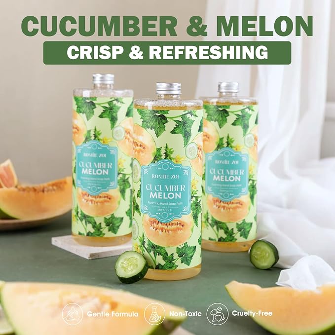 ROMIIE ZOI Natural Cucumber&Melon Foaming Hand Soap Refills 3-Pack - Image 3