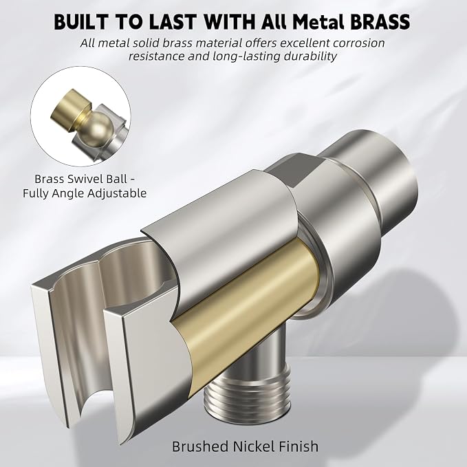 Hibbent Universal All Metal Handheld Shower Head Holder, Adjustable Solid Brass - Image 4