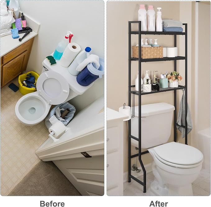 Over The Toilet Storage Over Toilet Rack Bathroom Organizer 3 Tier Toilet Shelf - Image 7