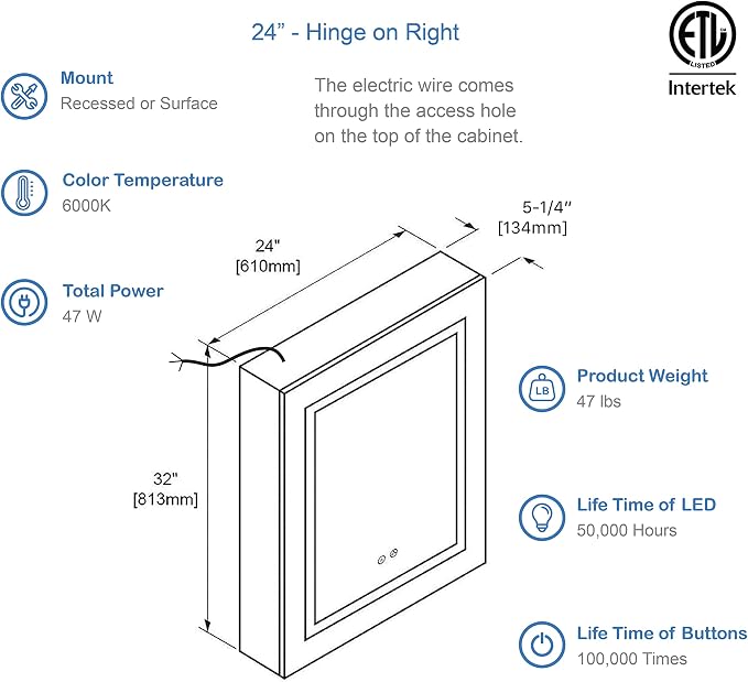 Blossom LED Mirror Medicine Cabinet - Image 2