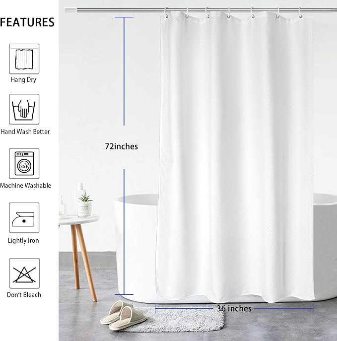 AooHome 36x72 Inch Shower Curtain, Stall Size Fabric Weave Waffle Bathroom - Image 3