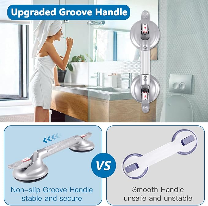 15inch Upgrade Suction Shower Grab Bar, Portable Shower Handle Bar Suction Grip - Image 4