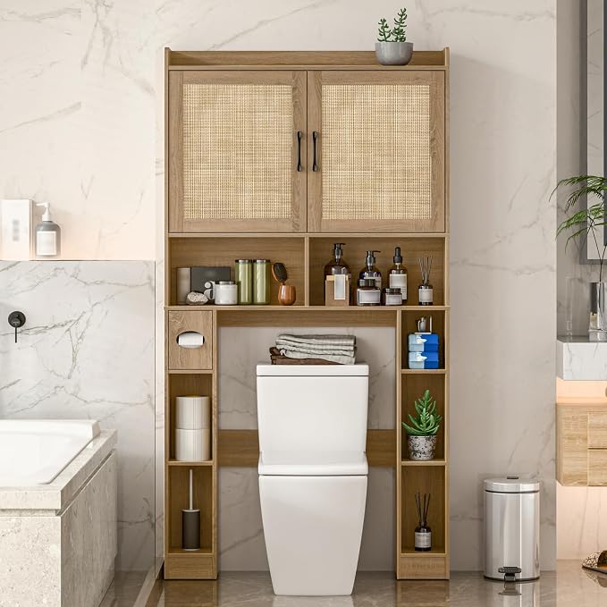 Over The Toilet Storage Cabinet, Farmhouse Toilet Cabinet Rack - Image 7