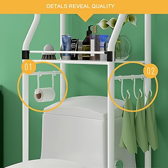 3-Tier Over The Toilet Storage, Metal Bathroom Organizer Shelves Cabinet - Image 4