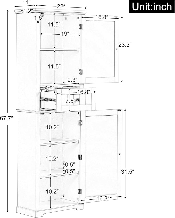 Favfurish 68" Tall Bathroom Storage Cabinet - Image 2