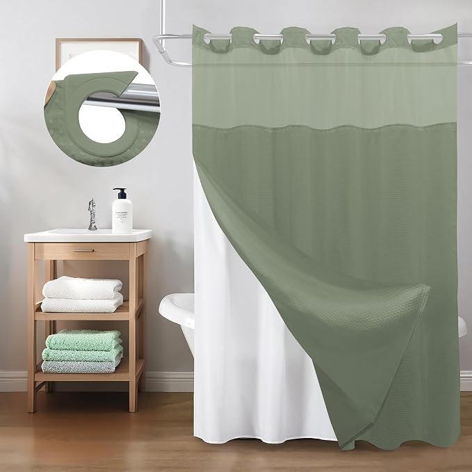 Inhousolu Stall No Hook Shower Curtain - Image 8