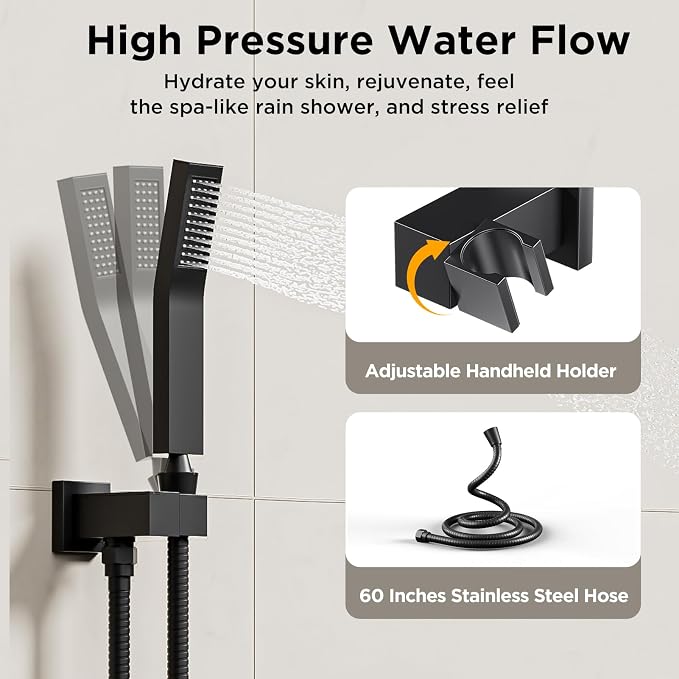 Shower Systems with 4 Body Spray Jets, STARBATH 4 Way 12+6" Rainfall Shower - Image 5