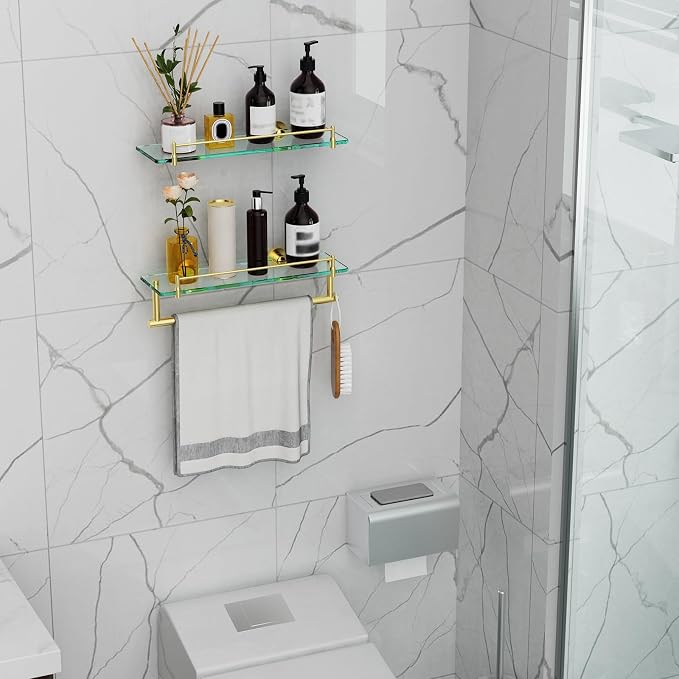 16-Inch Floating Tempered Glass Bathroom Shelf - Image 6