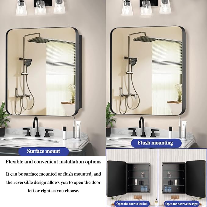 Bathroom Medicine Cabinet, Recessed & Surface Wall Cabinet - Image 3