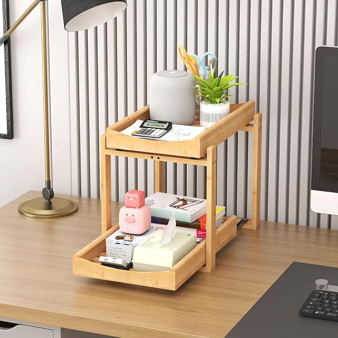 Bamboo Under Sink Organizer and Storage, 2 Pack Pull Out Cabinet Organization - Image 7