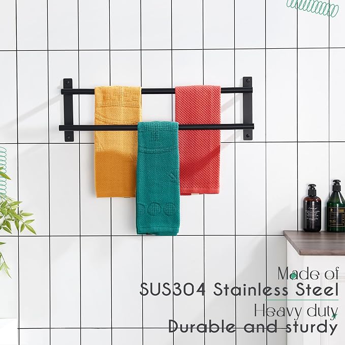 KOKOSIRI 20 Inch Double Towel Bar Bath Towel Racks Bathroom Towel Holder Towel - Image 7