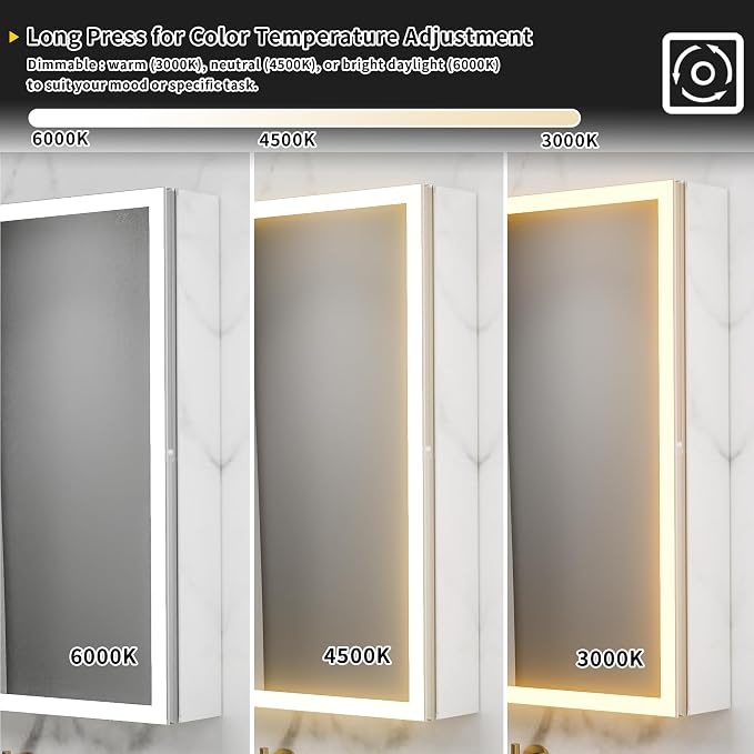 LED Medicine Cabinet Mirror for Bathroom, 36x30 Medicine Cabinet - Image 9
