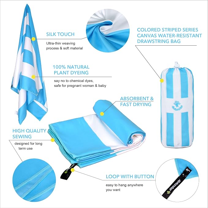 4Monster Microfiber Beach Towel Quick Dry, Super Absorbent Lightweight Travel - Image 3