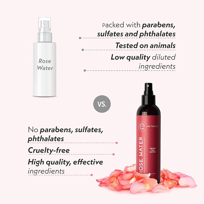 Eve Hansen Organic Rose Water Spray – Pure Rosewater Face & Hair Mist - Image 4