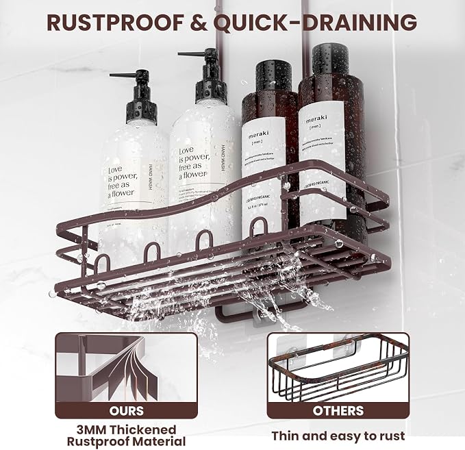 REINHARDT Shower Caddy Hanging, Rustproof Shower Caddy Anti-Swing Shower - Image 4