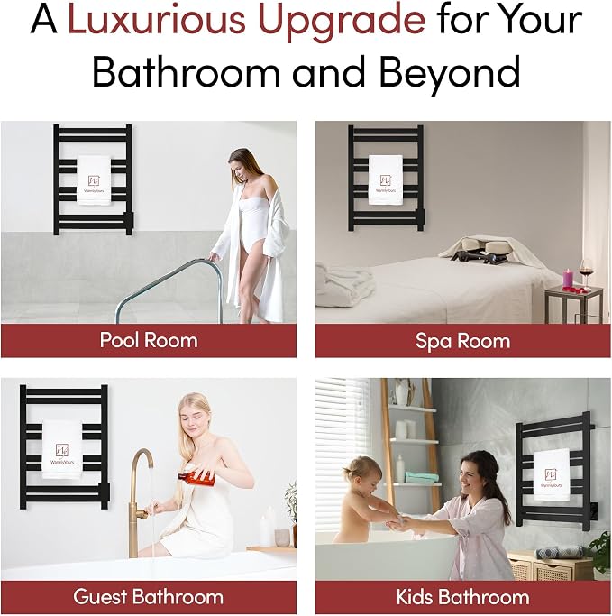 WarmlyYours Heated Towel Warmer Rack, Integrated On/Off Switch - Image 7