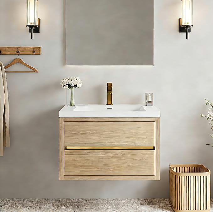 Modern 30" Wall-Mounted Bathroom Vanity by VUMALL