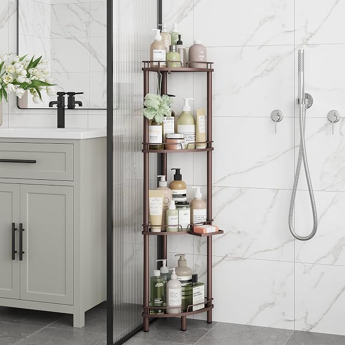 ELYKEN Corner Shower Caddy Standing, 4 Tier Rustproof Metal Shower Organizer - Image 9