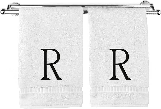 Monogrammed Hand Towel, Personalized Initial Gift, Extra Absorbent 100% Turkish by BareCotton