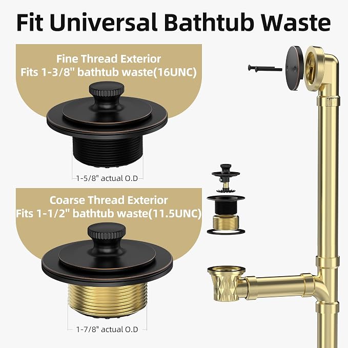 Oil Rubbed Bronze Bathtub Drain, Hair Catcher and 2-Hole Overflow Faceplate - Image 3