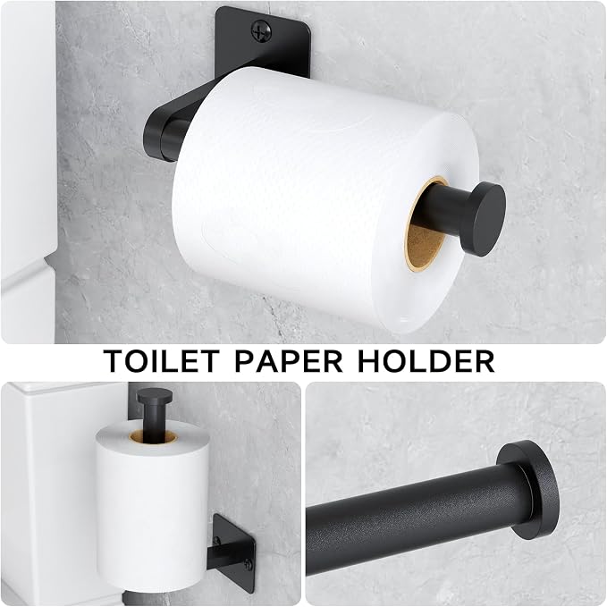 Matte Black Bathroom Accessories Set, 4 Pieces Bathroom Hardware Set, 16 inch - Image 4