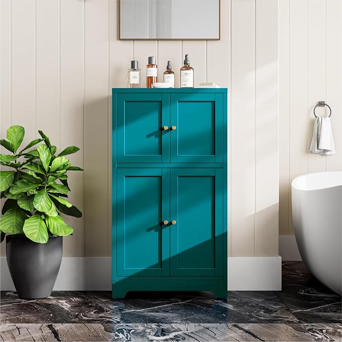 Metal Bathroom Storage Cabinet, Freestanding Pantry Floor Cabinet - Image 2