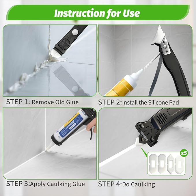 Caulking Tool 6 in 1 Sealant Finishing Tool & Grout Remover Scraper - Image 2