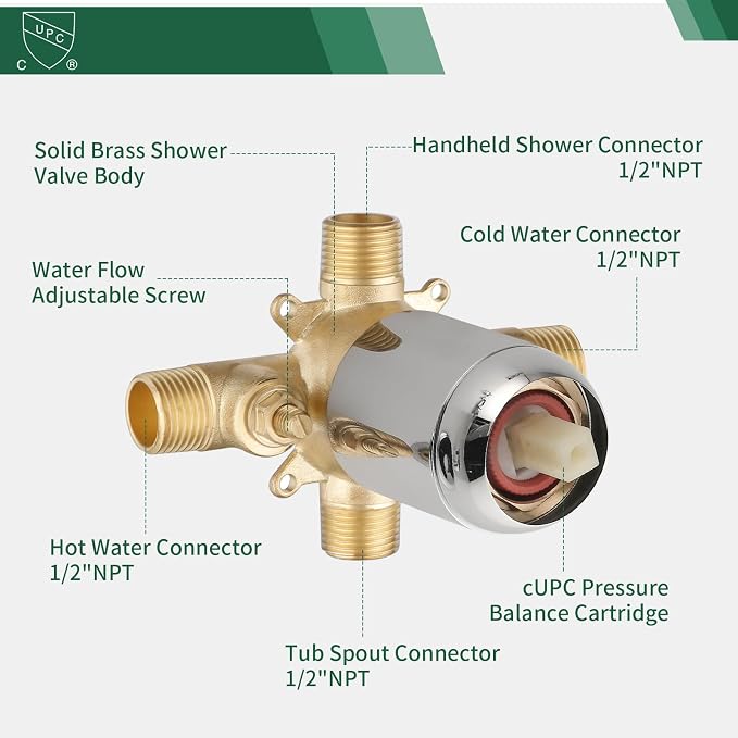 Chrome Polished Shower Faucet Set - Image 5