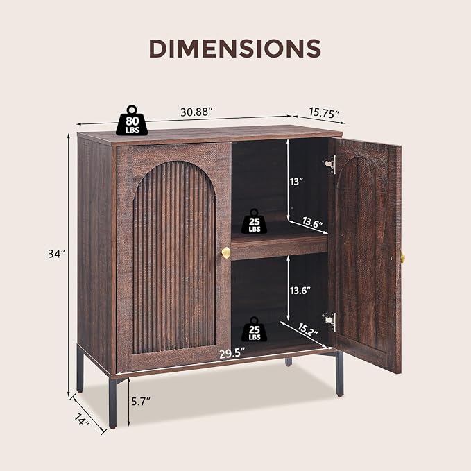 Bathroom Cabinet with Storage, Modern Sideboard Cabinet - Image 2