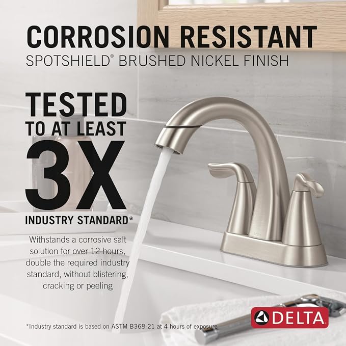 Delta Arvo Centerset Brushed Nickel Bathroom Faucet - Image 4