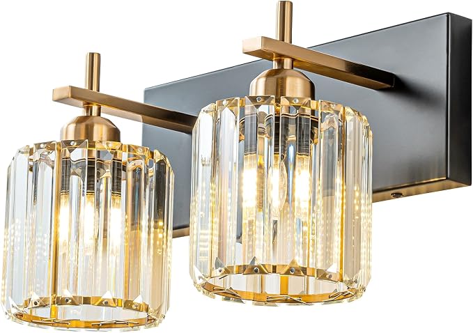 2-Light Crystal Bathroom Vanity Lights by HUOKU