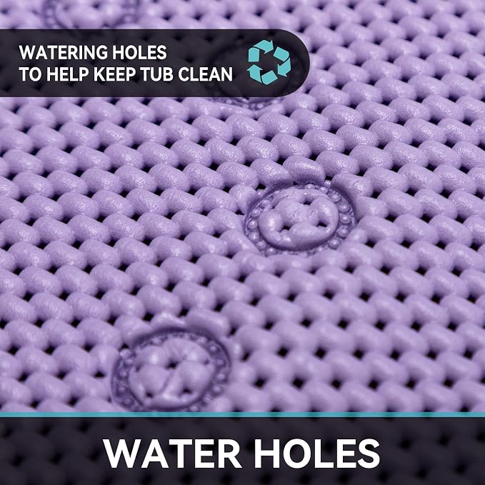 Bathtub Mat Non Slip 36” X 17” Purple Shower Mat Soft Foam Bath Mats - Image 3