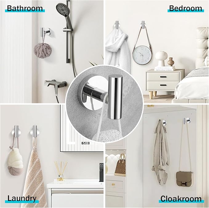 Chrome Bathroom Hardware Set, 6 Pieces Towel Bar Towel Holder Set Includes - Image 6