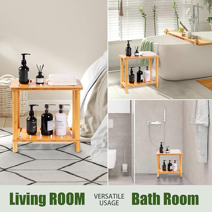 Bamboo Shower Bench Stool, Shower Stool - Image 6