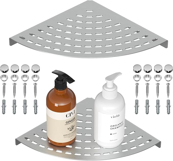 2 Pack Corner Shower Shelves 304 Stainless Steel Shower Corner Shelf Brushed by Unknown