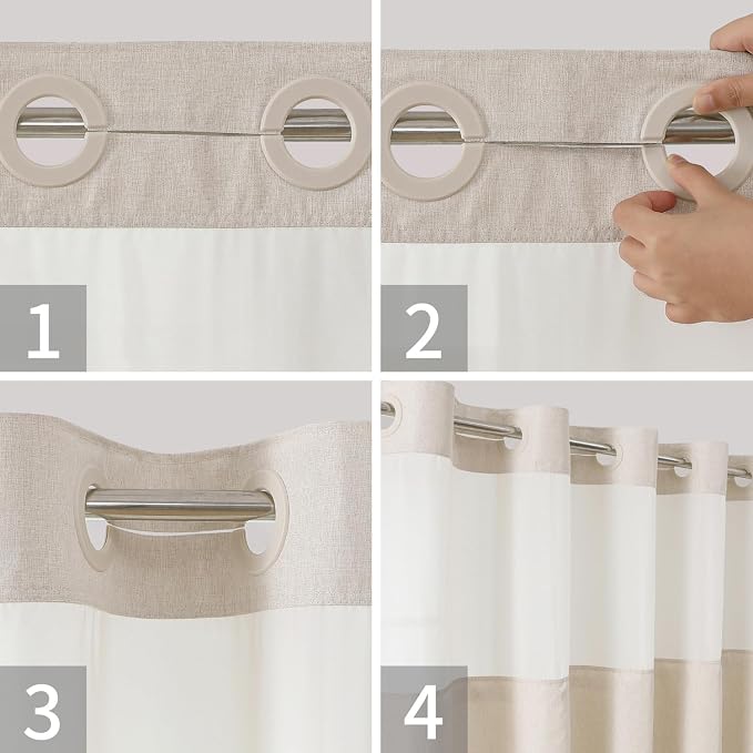 Stall No Hooks Needed Linen Textured Shower Curtain - Image 5