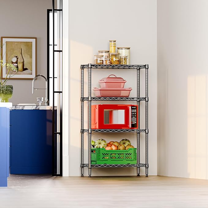 IZEUK 4 Tier Steel Storage Shelves, Heavy Duty Metal Shelf Wire Shelving Rack - Image 2