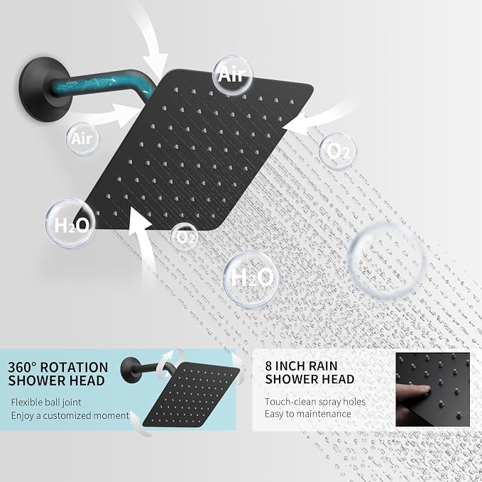 Matte Black Shower System Digital Tempreature Display Thermostatic Shower - Image 4