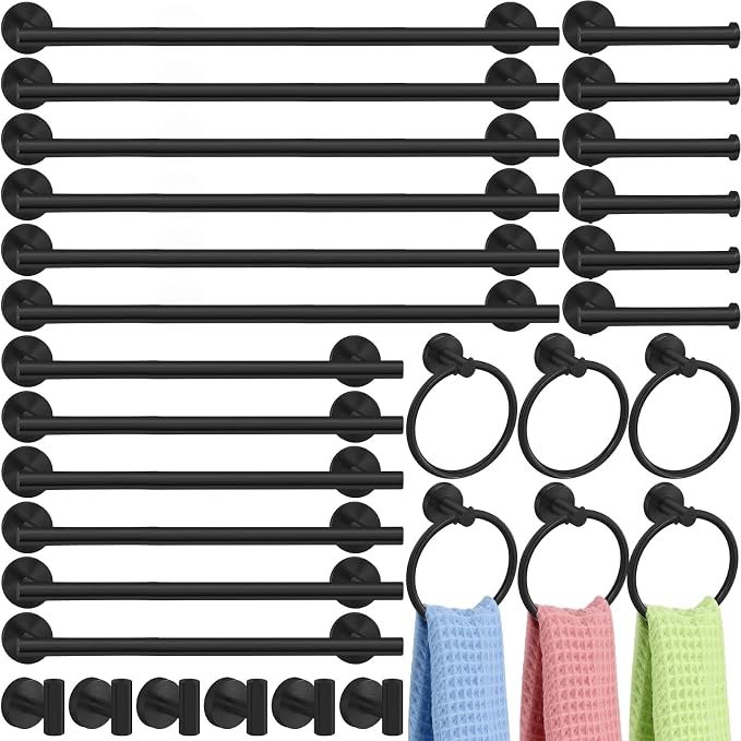 Gisafai 30 Pcs Bathroom Hardware Set, 23.6 Inch Brushed Towel Bar Ring Toilet by Gisafai