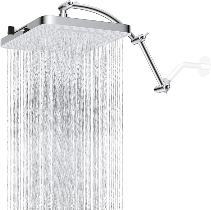 Hibbent Rain Shower Head, Solid Brass Adjustable Shower Arm Extender, Waterfall by Hibbent