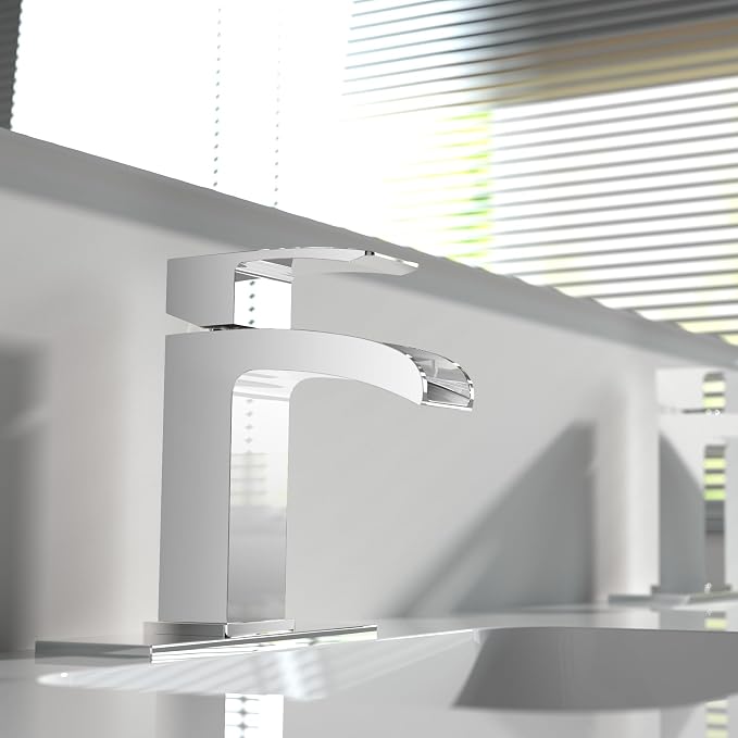 Polished Chrome Bathroom Faucet 1 Hole Waterfall, Vanity Faucet - Image 2