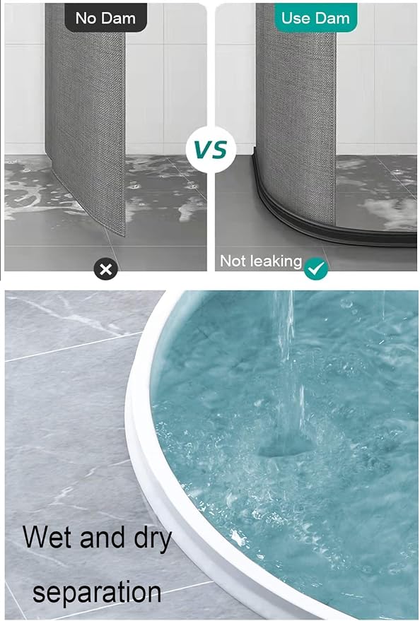 59Inch Collapsible Shower Threshold Water Dam 2" High Shower Barrier Water - Image 3