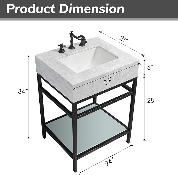 Gesipor Bathroom Carrara Marble Vanity - Image 7