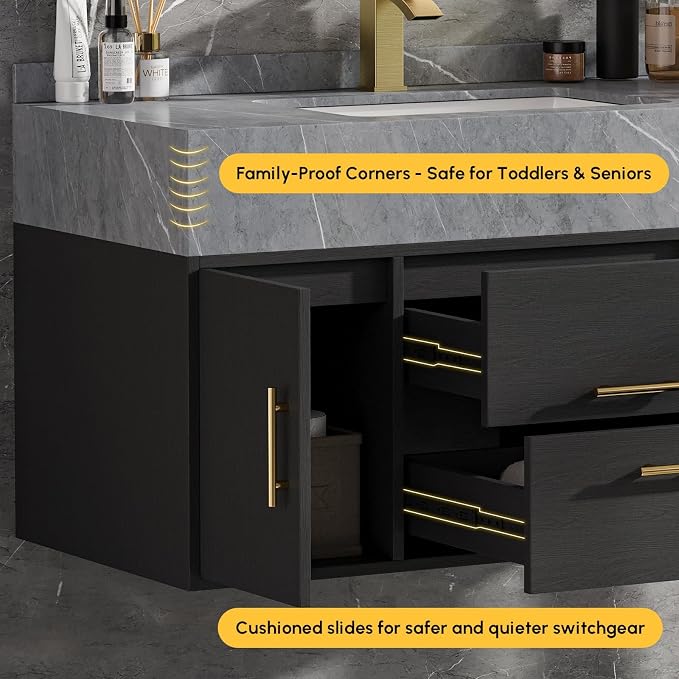 homary 39.4" Floating Bathroom Vanity - Image 3