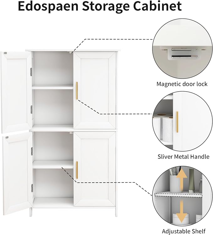 Bathroom Storage Floor Cabinet Freestanding Organizer - Image 5